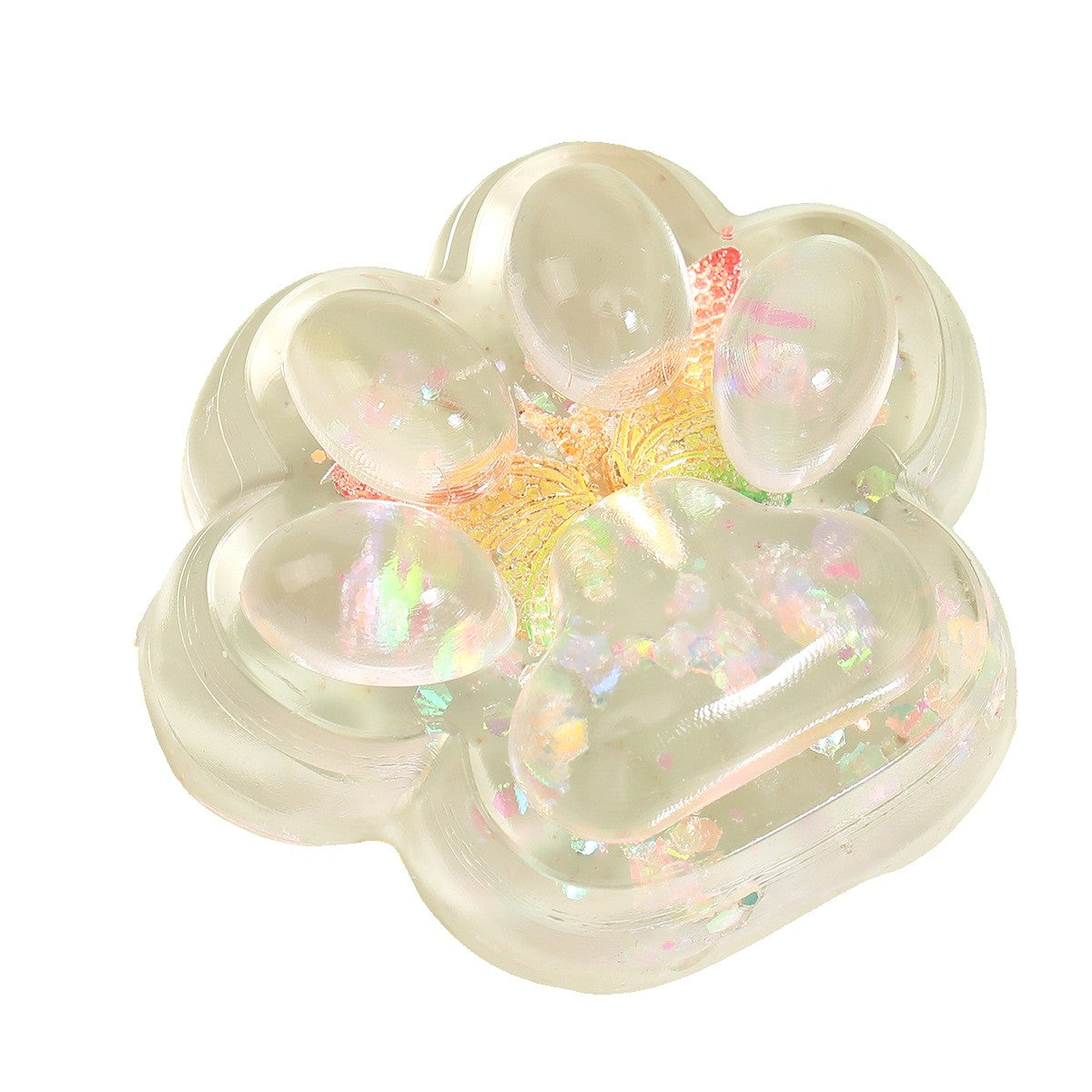 Jucarie Antistres Squishy, Labuta de Pisica Pufoasa, cu Revenire Lenta, 7 x 6.5 cm, Model Fluturi, Multicolor