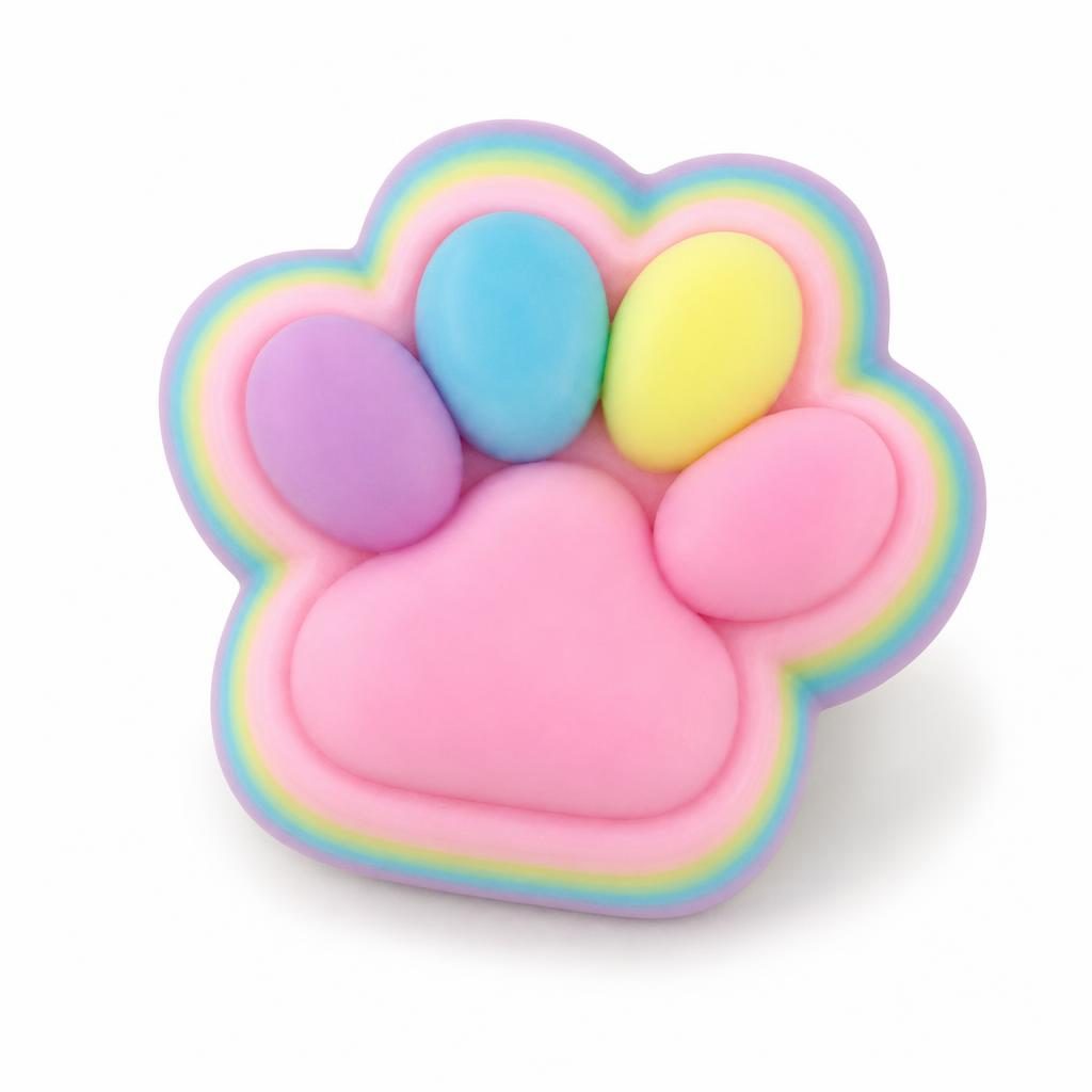 Jucarie Antistres Squishy, cu Revenire Lenta, Labuta de Pisica Pufoasa, 7.5 cm, Ambalaj Transparent, Model 27053, Multicolor