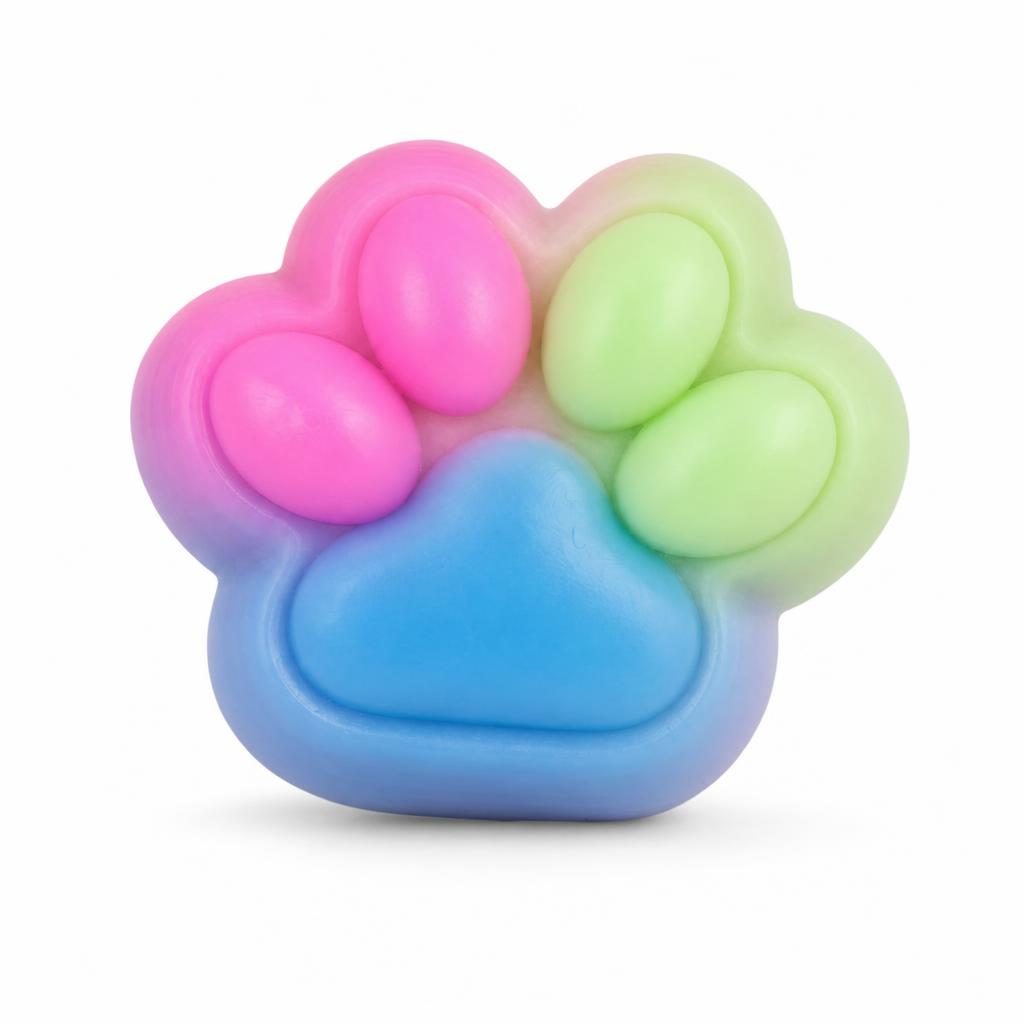 Jucarie Antistres Squishy, cu Revenire Lenta, Labuta de Pisica Pufoasa, 7.5 cm, Ambalaj Transparent, Model 27057, Multicolor