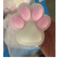 Jucarie Antistres Squishy, cu Revenire Lenta, Labuta de Pisica Pufoasa, 8.5 x 7.5 cm, Ambalaj Transparent, Alb Roz