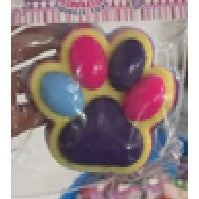 Jucarie Antistres Squishy, cu Revenire Lenta, Labuta de Pisica Pufoasa, 8.5 x 7.5 cm, Ambalaj Transparent, Galben Mov inchis