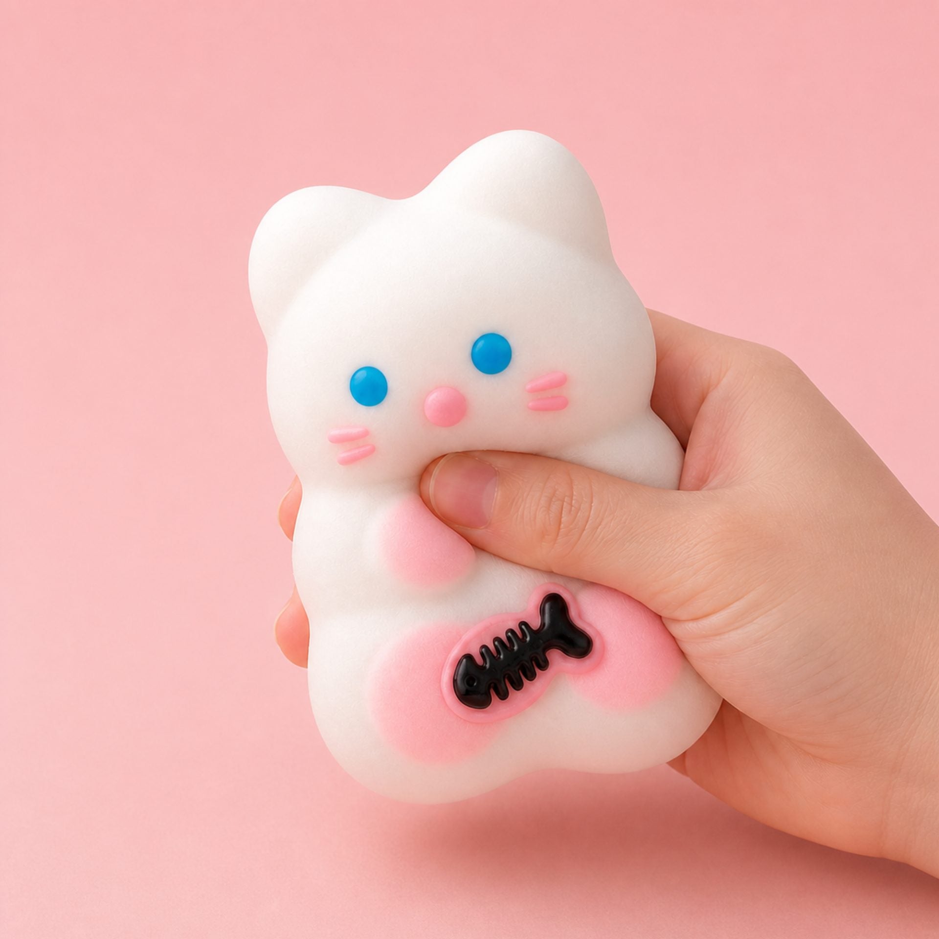 Jucarie Antistres Squishy, cu Revenire Lenta, Squeeze Pretty Girl, Model Animalut, Ambalaj Transparent, Alb