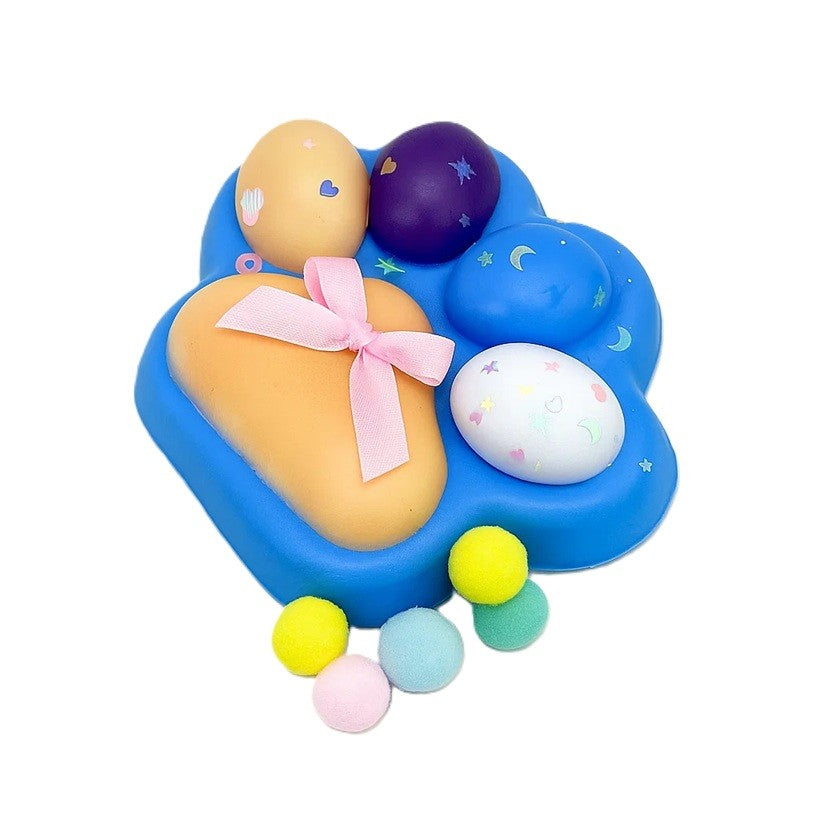 Jucarie Antistres Squishy, cu Revenire Lenta, Squeeze Toys, Model Cat Paw, 12.5x10.5 cm, 220g, +3 Ani, din TPR, Model 7, Multicolor
