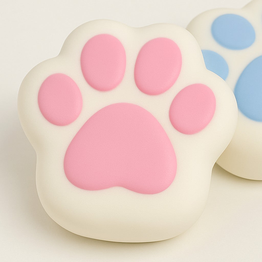 Jucarie Antistres Squishy, Revenire Lenta, Model Labuta de Pisica, Squishy, BIG, 12.5 x 10.5 cm, 220 g, Model 10, Alb Roz