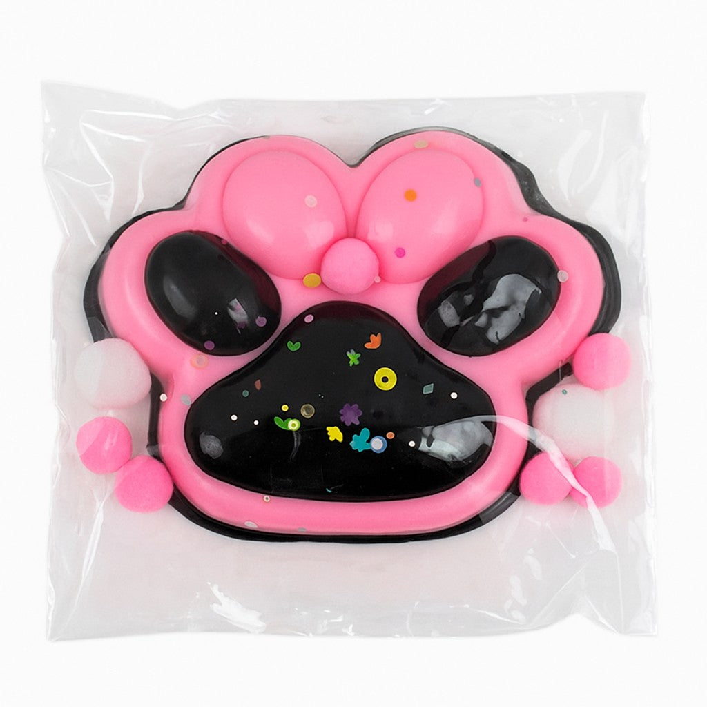 Jucarie Antistres Squishy, Flippy, Revenire Lenta, Model Labuta de Pisica, Squishy, BIG 12.5 x 10.5 cm, 220 g, Model 16, Roz Transparent Negru