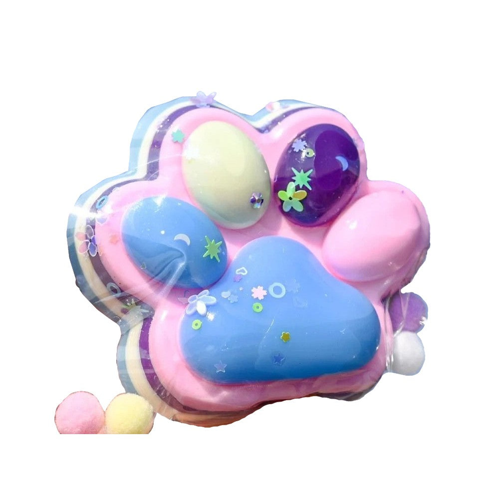 Jucarie Antistres Squishy, Revenire Lenta, Model Labuta de Pisica, Squishy, BIG 12.5 x 10.5 cm, 220 g, Model 20, Multicolor Roz Mov