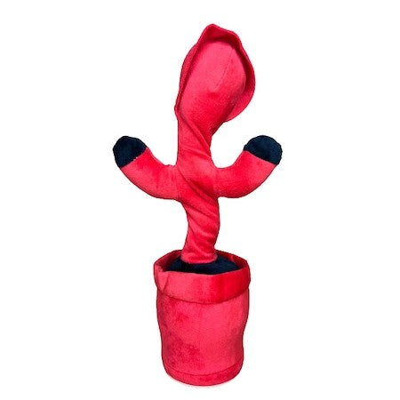 Jucarie cactus Squid Game pentru copii, imita, canta, danseaza, 32 cm, rosu/negru, triunghi