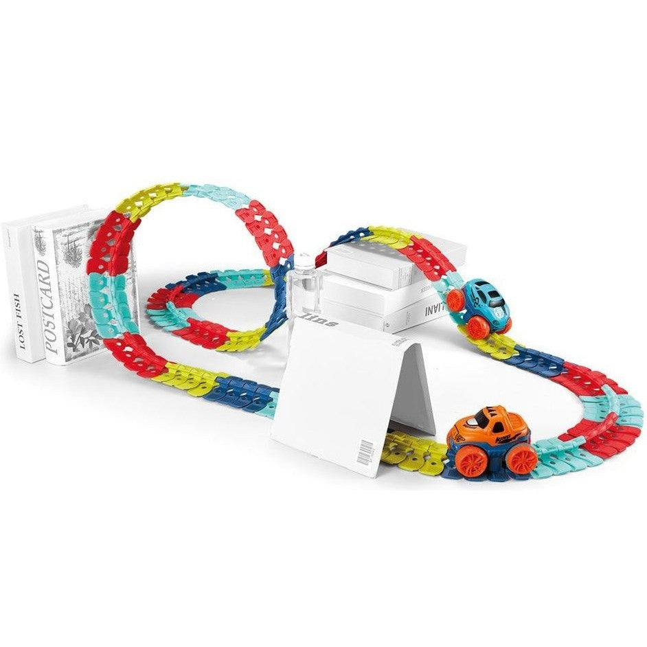 Jucarie de Constructie RollerCoaster, 138 de Piese, 41.5x31x7 cm, cu Masini, Multicolor