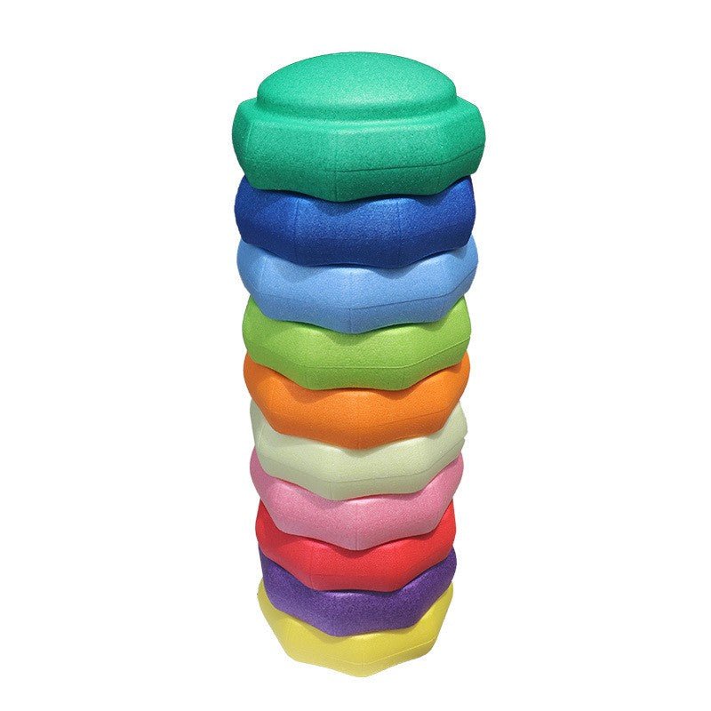 Jucarie de Echilibru, Flippy, Tip Stepping Stones, 6 Piese, din Spuma, pentru Miscare, Sarituri, Prindere, 28 x 28 x 50 cm, Model 5, Multicolor