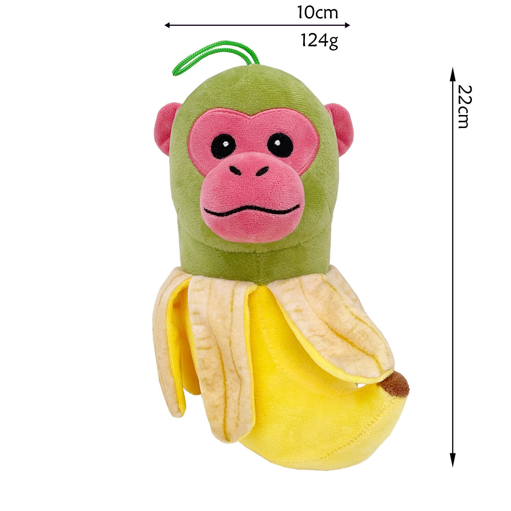 Jucarie Moale de Plus Italian Brainrot, cu Agatatoare, Model Maimuta Banana Chimpanzini Bananini, Jucarie Moale pentru Copii, 22 x 10 cm, Verde Galben