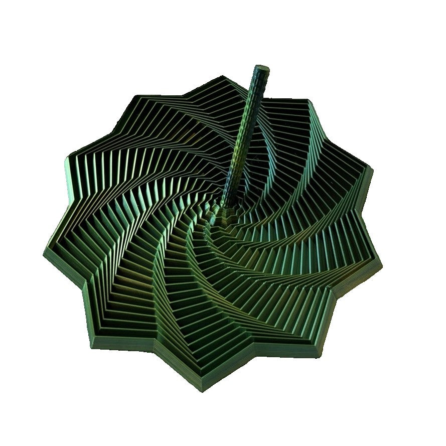 Jucarie Decompresie, Model Stea 3D, DuoChrome, Maner Spirala, Turn Magic Geometric, Multiple Forme, Anti-stress, 17 cm, Negru/Verde
