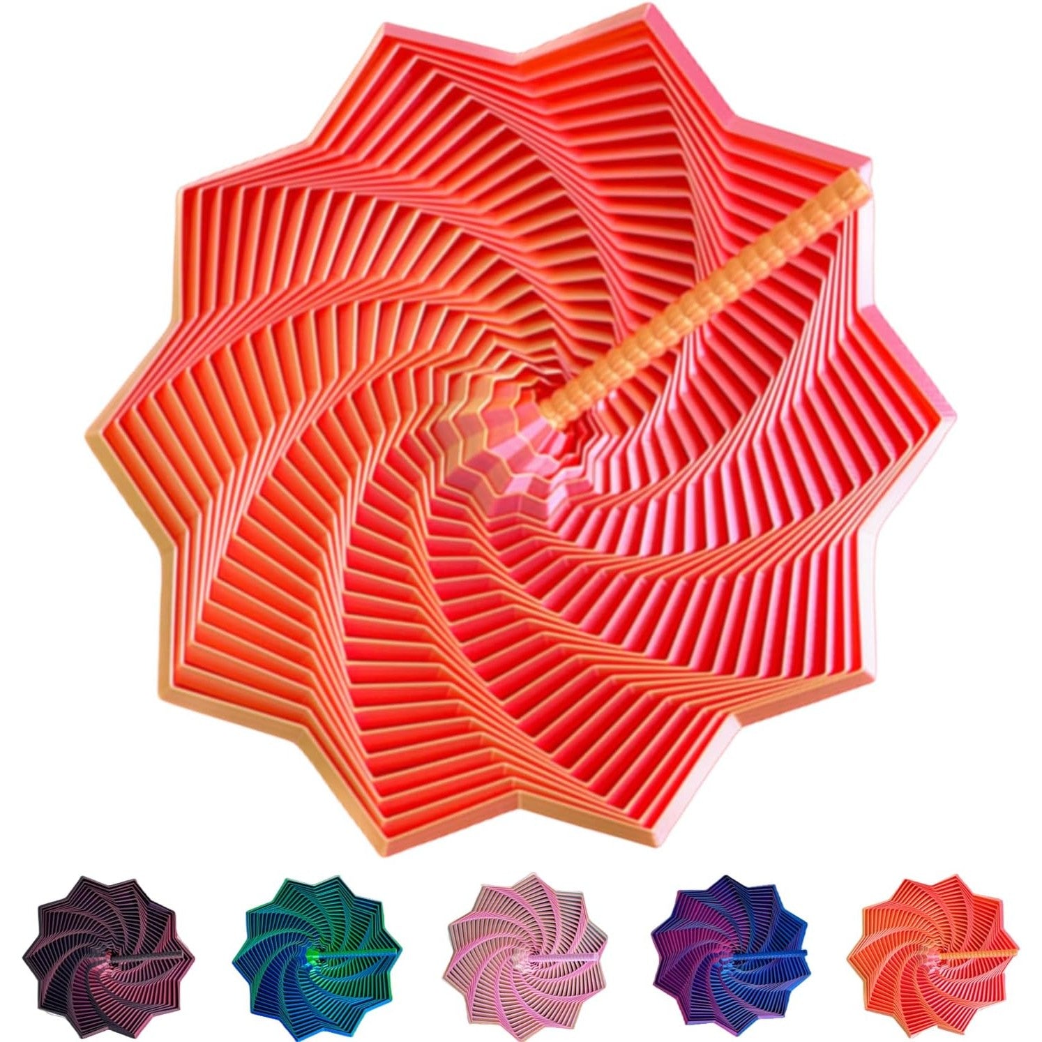 Jucarie Decompresie, Model Stea 3D, DuoChrome, Maner Spirala, Turn Magic Geometric, Multiple Forme, Anti-stress, 11 cm, Rosu/Auriu