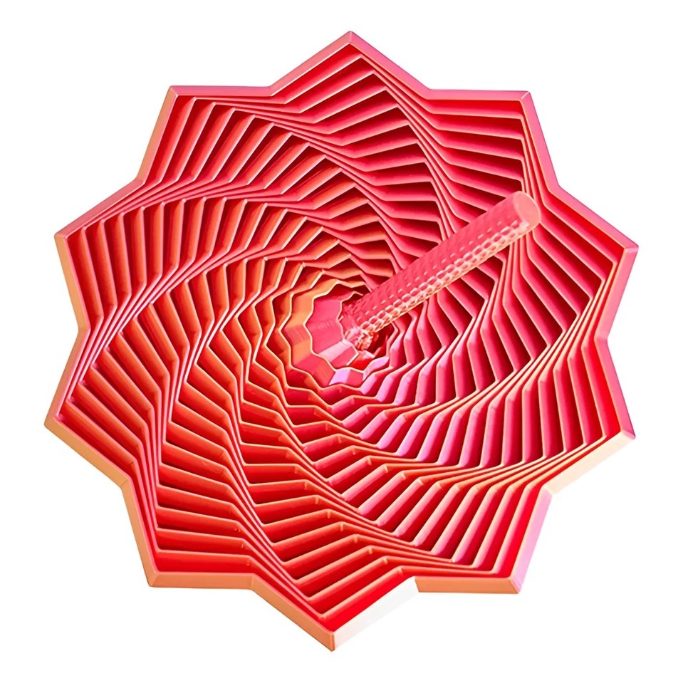 Jucarie Decompresie, Model Stea 3D, DuoChrome, Maner Spirala, Turn Magic Geometric, Multiple Forme, Anti-stress, 8.6 cm, Roz/Auriu