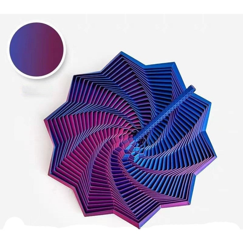 Jucarie Decompresie, Model Stea 3D, DuoChrome, Maner Spirala, Turn Magic Geometric, Multiple Forme, Anti-stress, 8.6 cm, Albastru/Violet