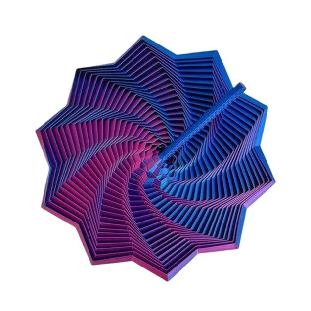 Jucarie Decompresie, Model Stea 3D, DuoChrome, Maner Spirala, Turn Magic Geometric, Multiple Forme, Anti-stress, 8.6 cm, Albastru/Violet
