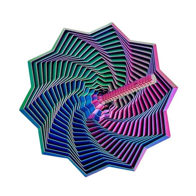 Jucarie Decompresie, Model Stea 3D, DuoChrome, Maner Spirala, Turn Magic Geometric, Multiple Forme, Anti-stress, 8.6 cm, Albastru/Verde/Rosu