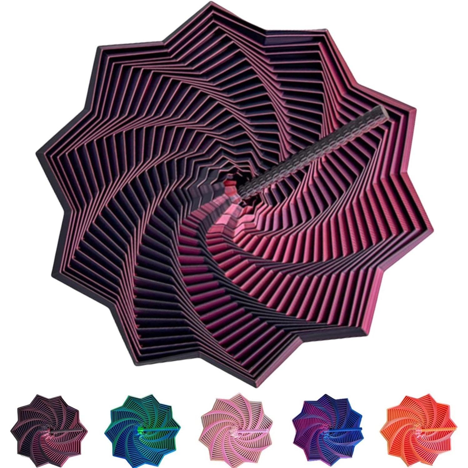 Jucarie Decompresie, Model Stea 3D, DuoChrome, Maner Spirala, Turn Magic Geometric, Multiple Forme, Anti-stress, 11 cm, Negru/Rosu