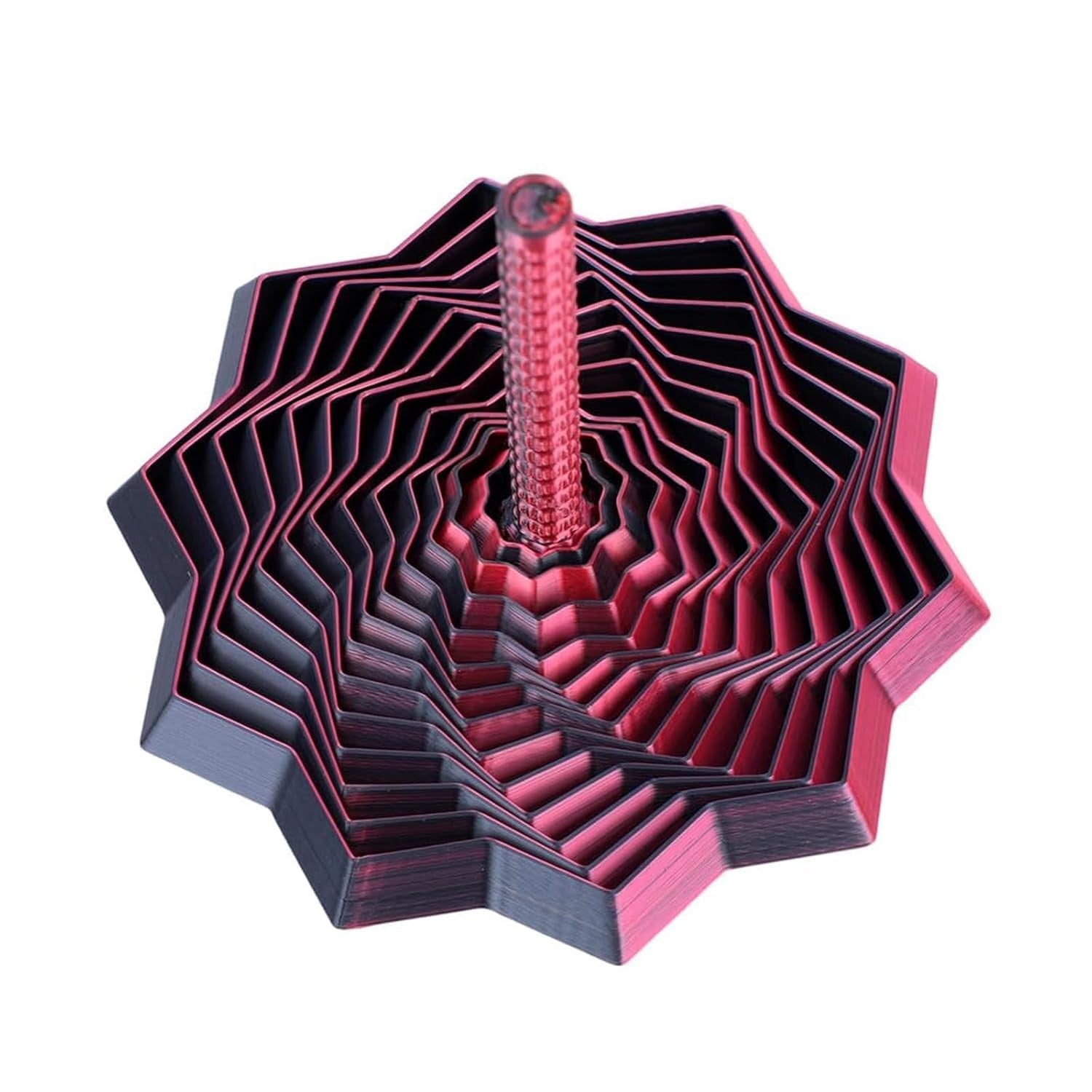 Jucarie Decompresie, Model Stea 3D, DuoChrome, Maner Spirala, Turn Magic Geometric, Multiple Forme, Anti-stress, 11 cm, Negru/Rosu