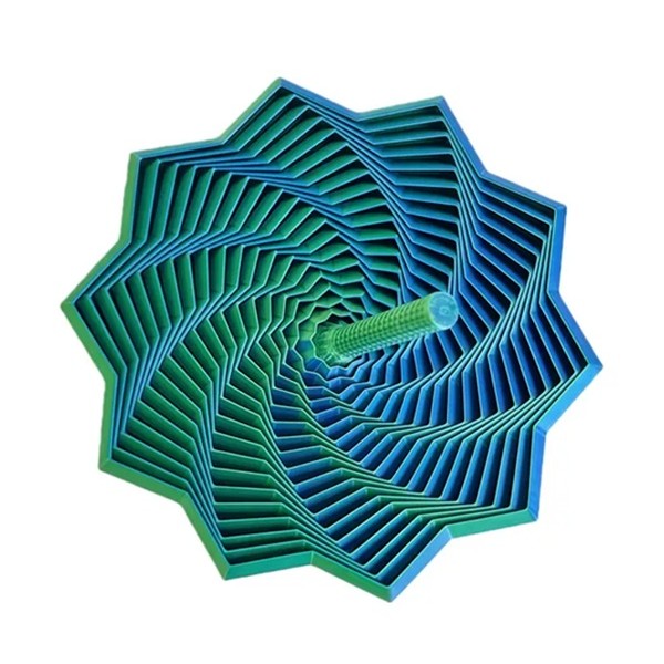 Jucarie Decompresie, Model Stea 3D, DuoChrome, Maner Spirala, Turn Magic Geometric, Multiple Forme, Anti-stress, 17 cm, Verde/Albastru