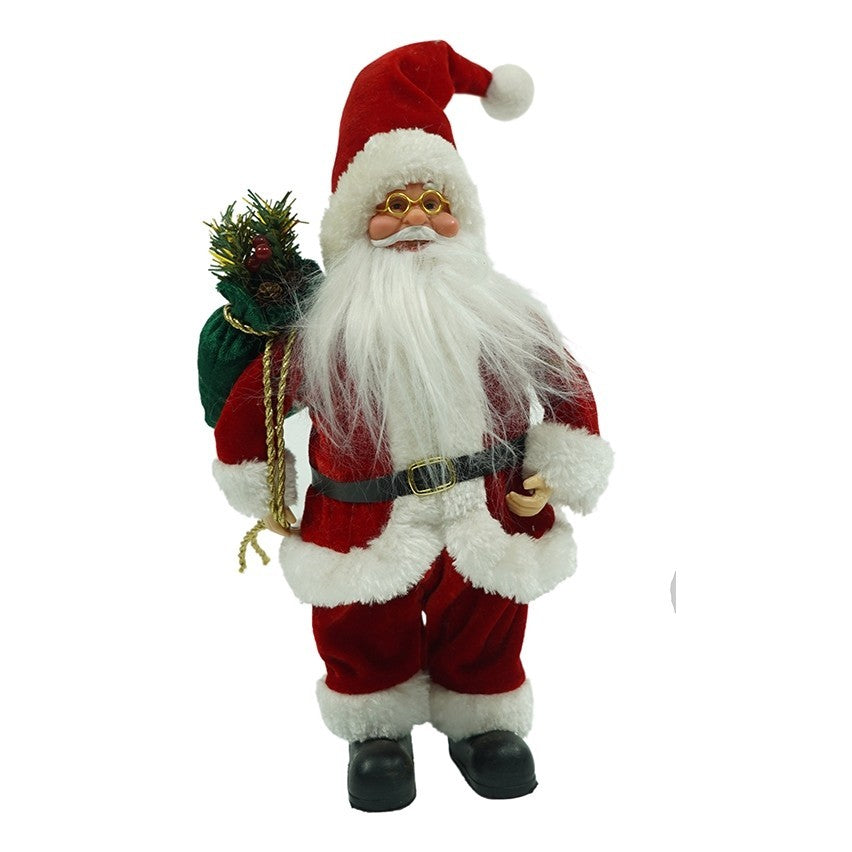 Jucarie decorativa, Mos Craciun , standard, lana, tesatura de plus, poliester, 32 cm inaltime, interior/exterior