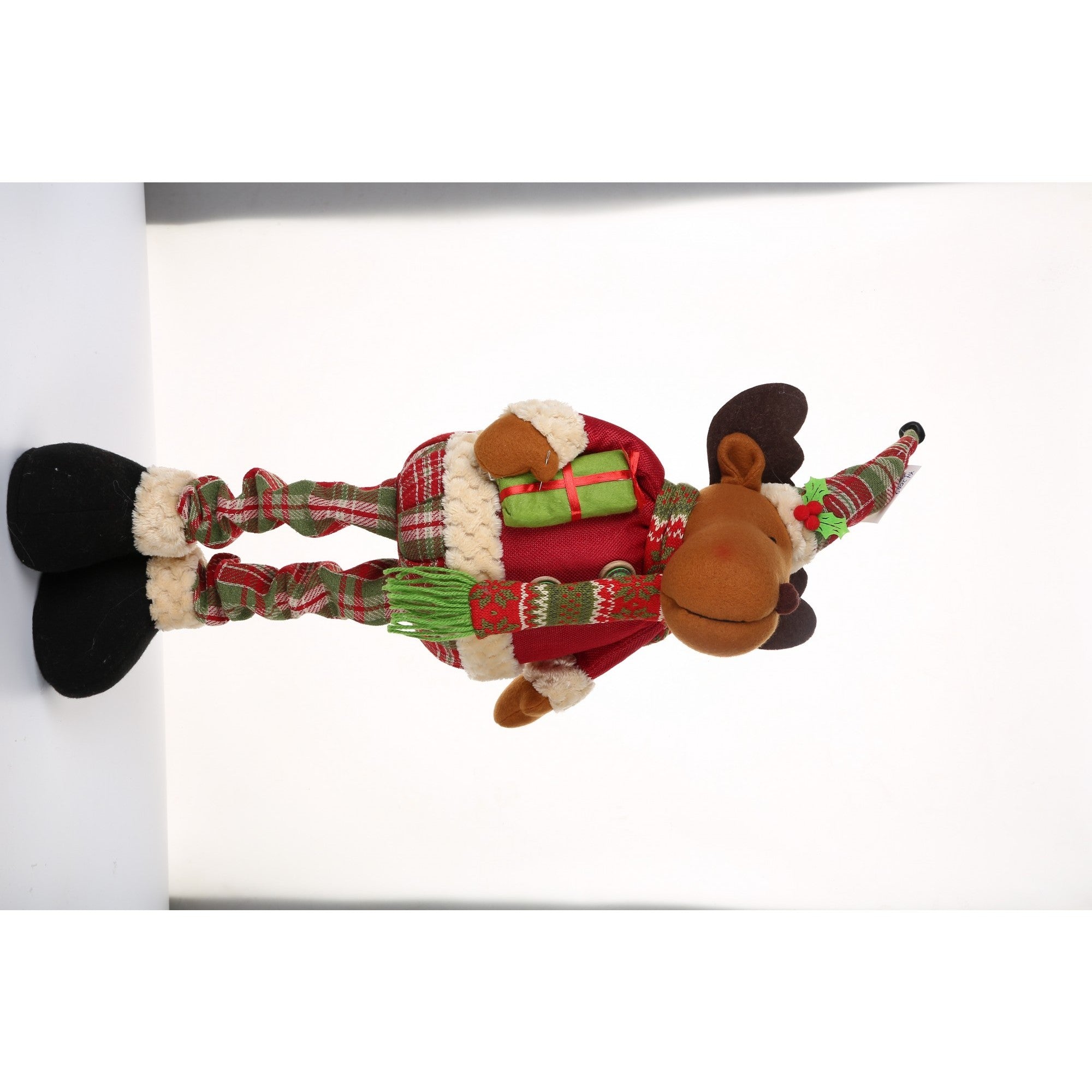 Jucarie decorativa, Ren, inaltime 48 cm, cu extensie pana la 68 cm, latime 24 cm, lana, tesatura de plus, poliester, interior/exterior