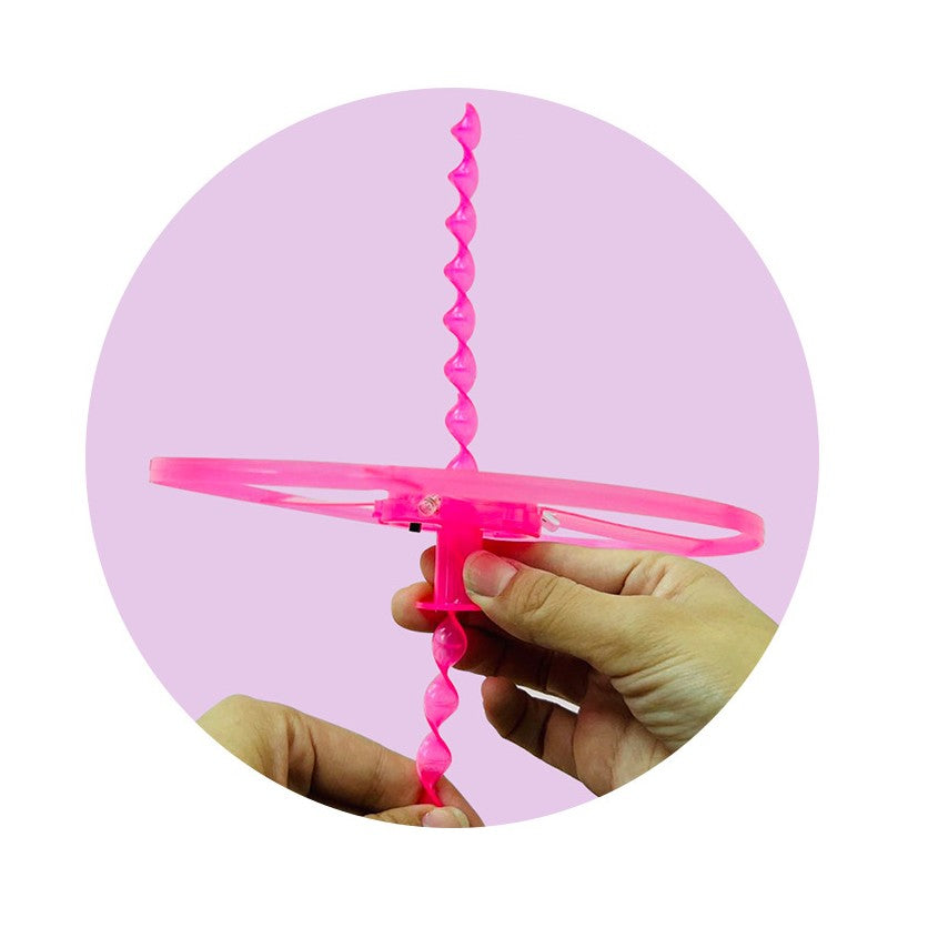 Jucarie Disc Zburator, Distractiv pentru Copii, Aruncator Manual din Plastic, cu Lumini, Roz