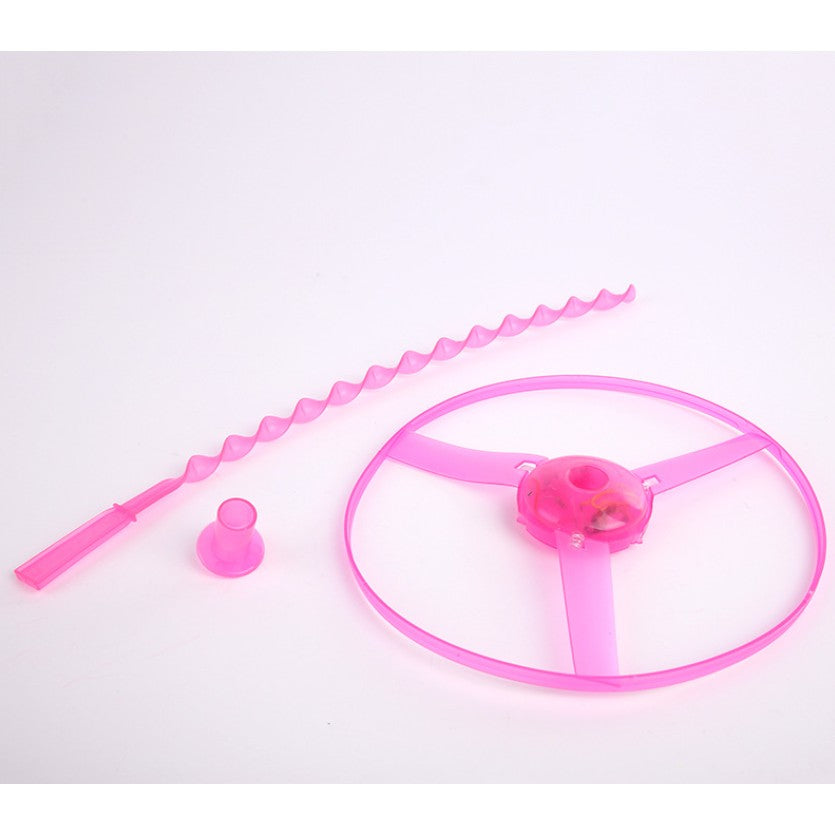 Jucarie Disc Zburator, Distractiv pentru Copii, Aruncator Manual din Plastic, cu Lumini, Roz