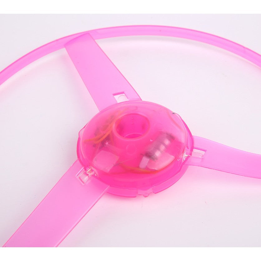 Jucarie Disc Zburator, Distractiv pentru Copii, Aruncator Manual din Plastic, cu Lumini, Roz