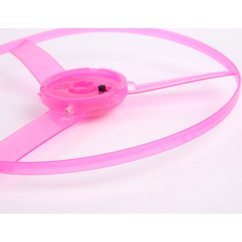Jucarie Disc Zburator, Distractiv pentru Copii, Aruncator Manual din Plastic, cu Lumini, Roz