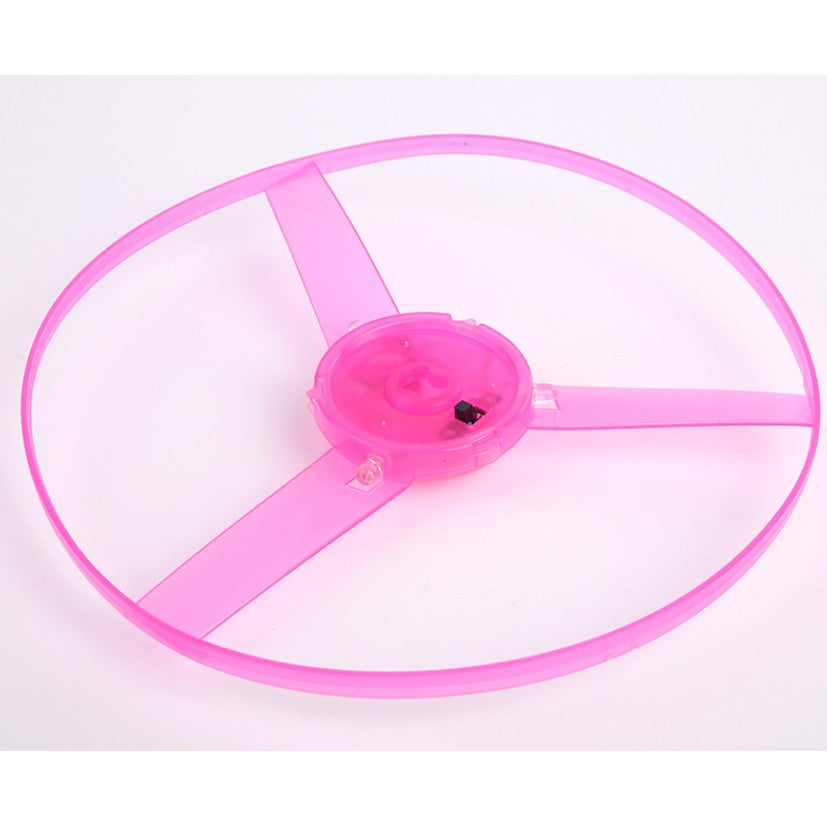 Jucarie Disc Zburator, Distractiv pentru Copii, Aruncator Manual din Plastic, cu Lumini, Roz