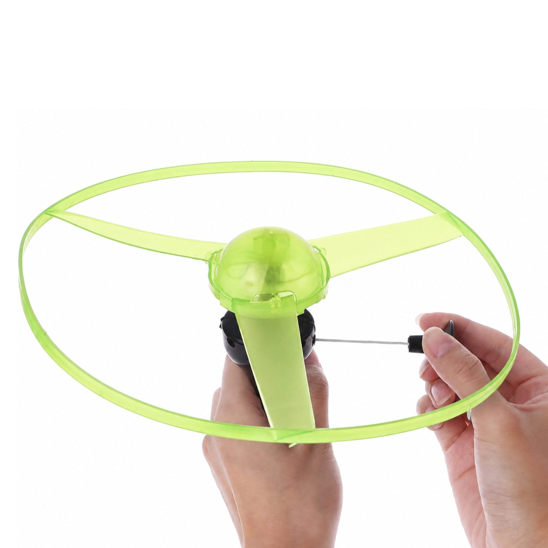 Jucarie Disc Zburator, Distractiv pentru Copii, Aruncator Manual din Plastic, cu Lumini, Verde