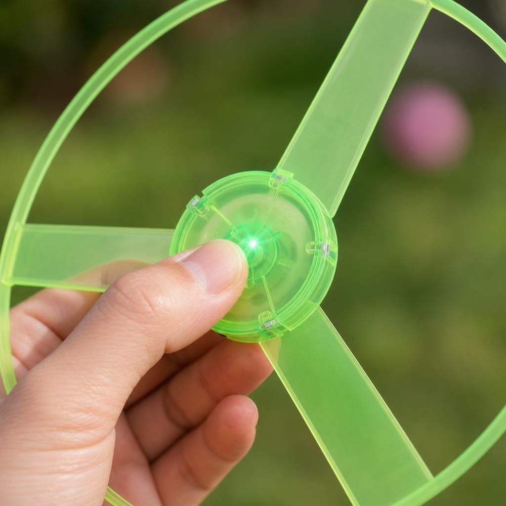 Jucarie Disc Zburator, Distractiv pentru Copii, Aruncator Manual din Plastic, cu Lumini, Verde