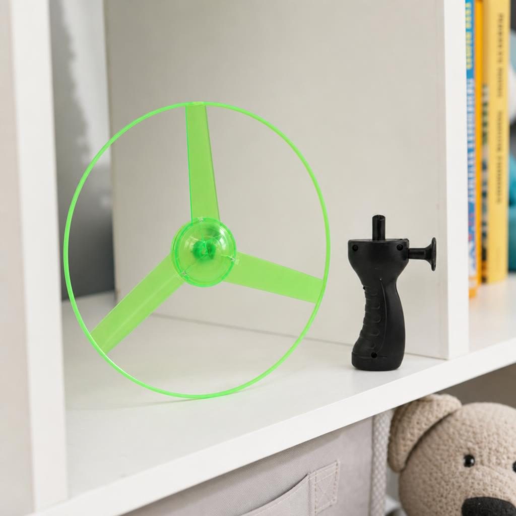 Jucarie Disc Zburator, Distractiv pentru Copii, Aruncator Manual din Plastic, cu Lumini, Verde