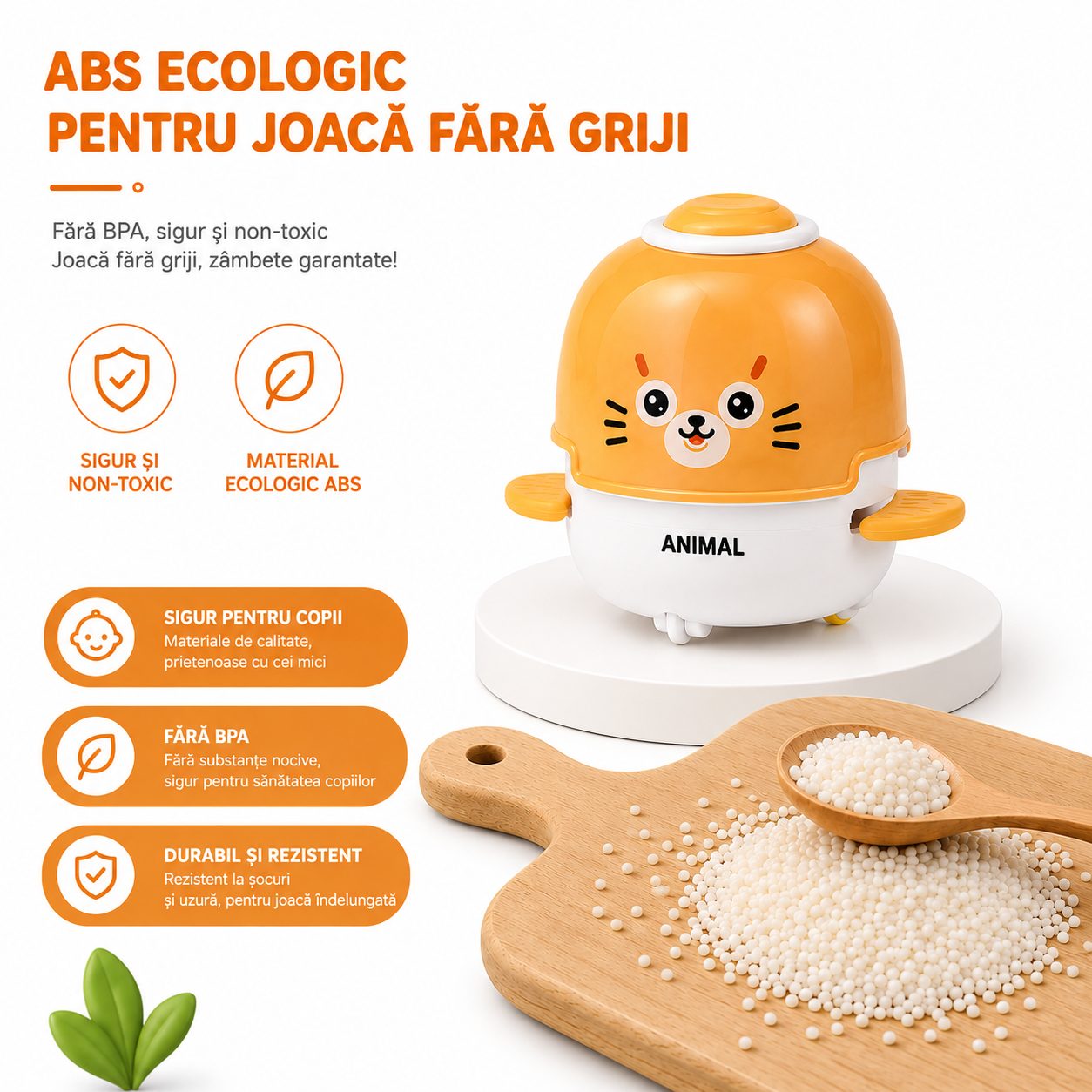Jucarie Interactiva cu Inertie, Model Foca, Sunete si Lumini, pentru Copii 1-3 Ani, Portocaliu