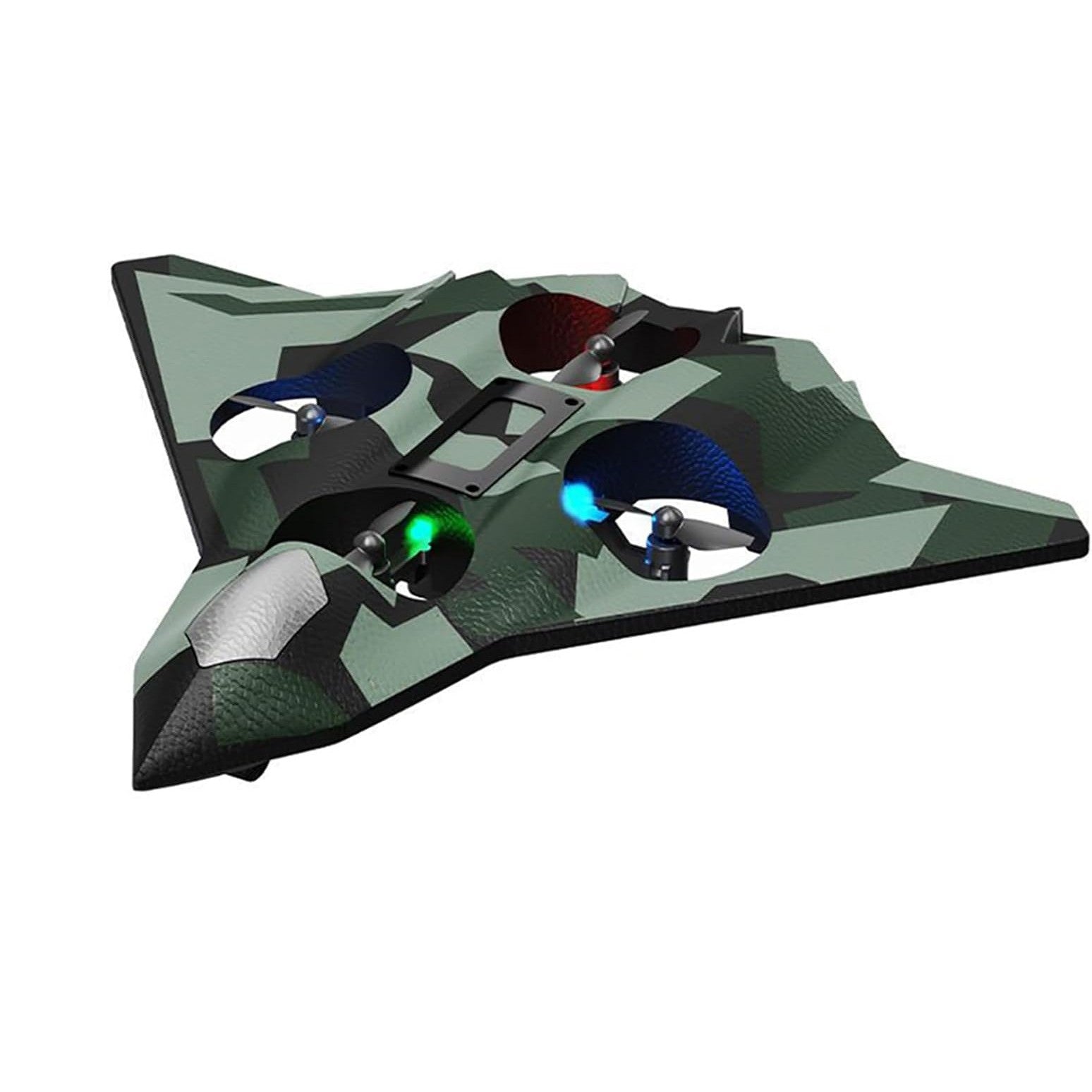 Avion de Lupta cu Telecomanda, Tip Drona, din EVA (Spuma), cu Telecomanda, Incarcare USB, 2.4 GHz, Rotire 360°, Zbor pana la 100 m, LED, 24 x 25.5 x 4.2 cm, Model Army, Verde