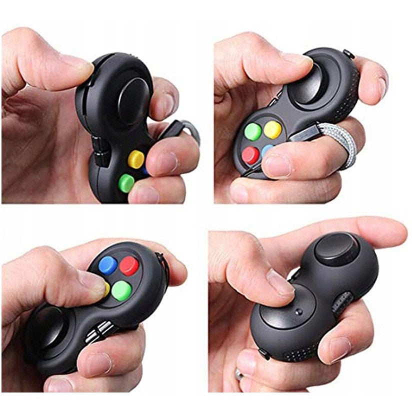Jucarie Interactiva, Model Fidget Pad, Antistres, +3 Ani, Functii Multiple, 5.5 x 3.5 x 11 cm, Negru