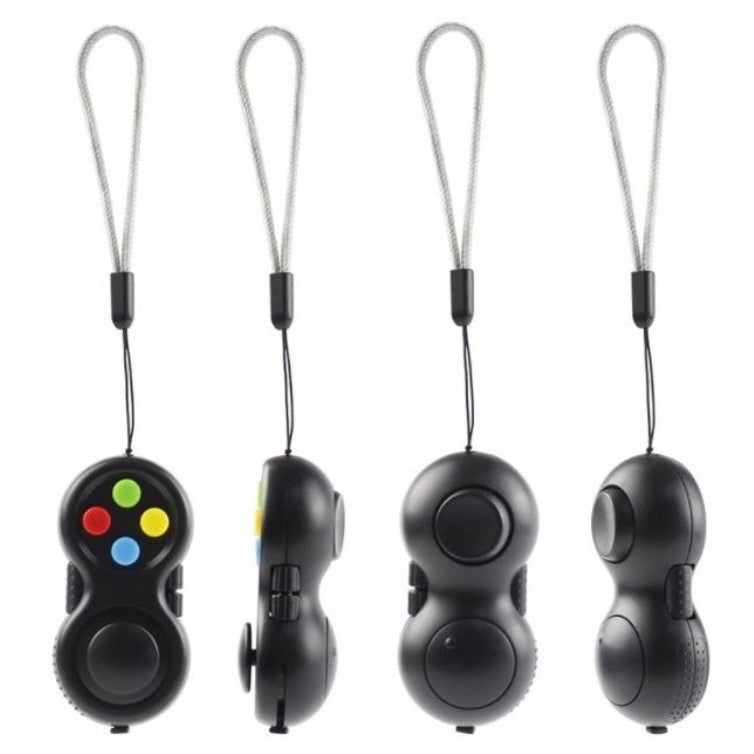 Jucarie Interactiva, Model Fidget Pad, Antistres, +3 Ani, Functii Multiple, 5.5 x 3.5 x 11 cm, Negru