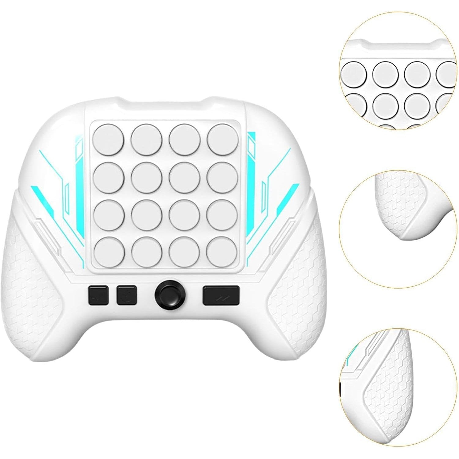 Jucarie Interactiva Pop It, Tip Consola, Anti-Stres, 5 Moduri de Joc, din ABS si Silicon, +3 Ani, Sunete si Lumini Model Controller, Alb