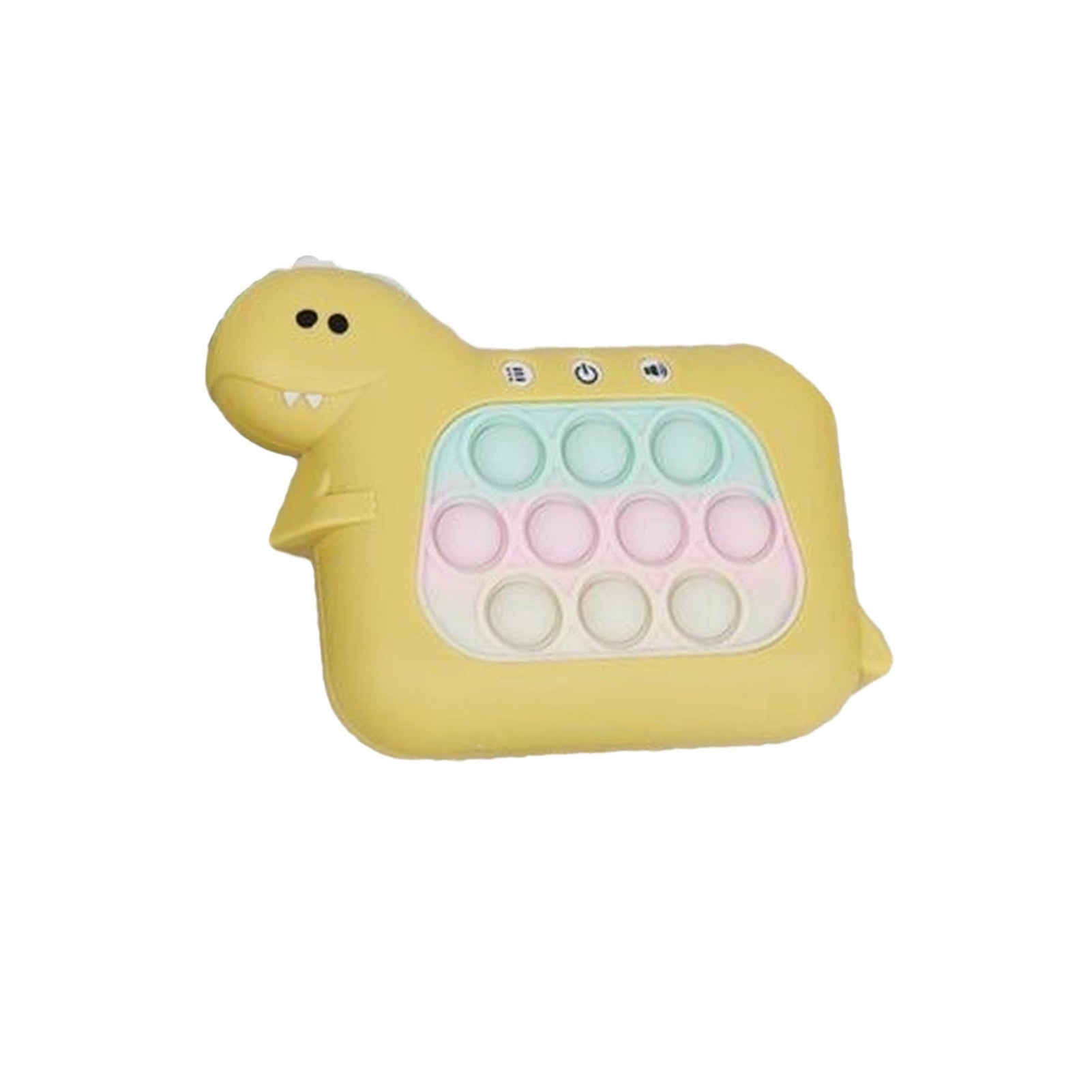 Jucarie Interactiva Pop It Whack A Mole, Tip Consola, Anti-Stres, 4 Moduri de Joc, din ABS si Silicon, +3 Ani, Model Dinozaur, Galben
