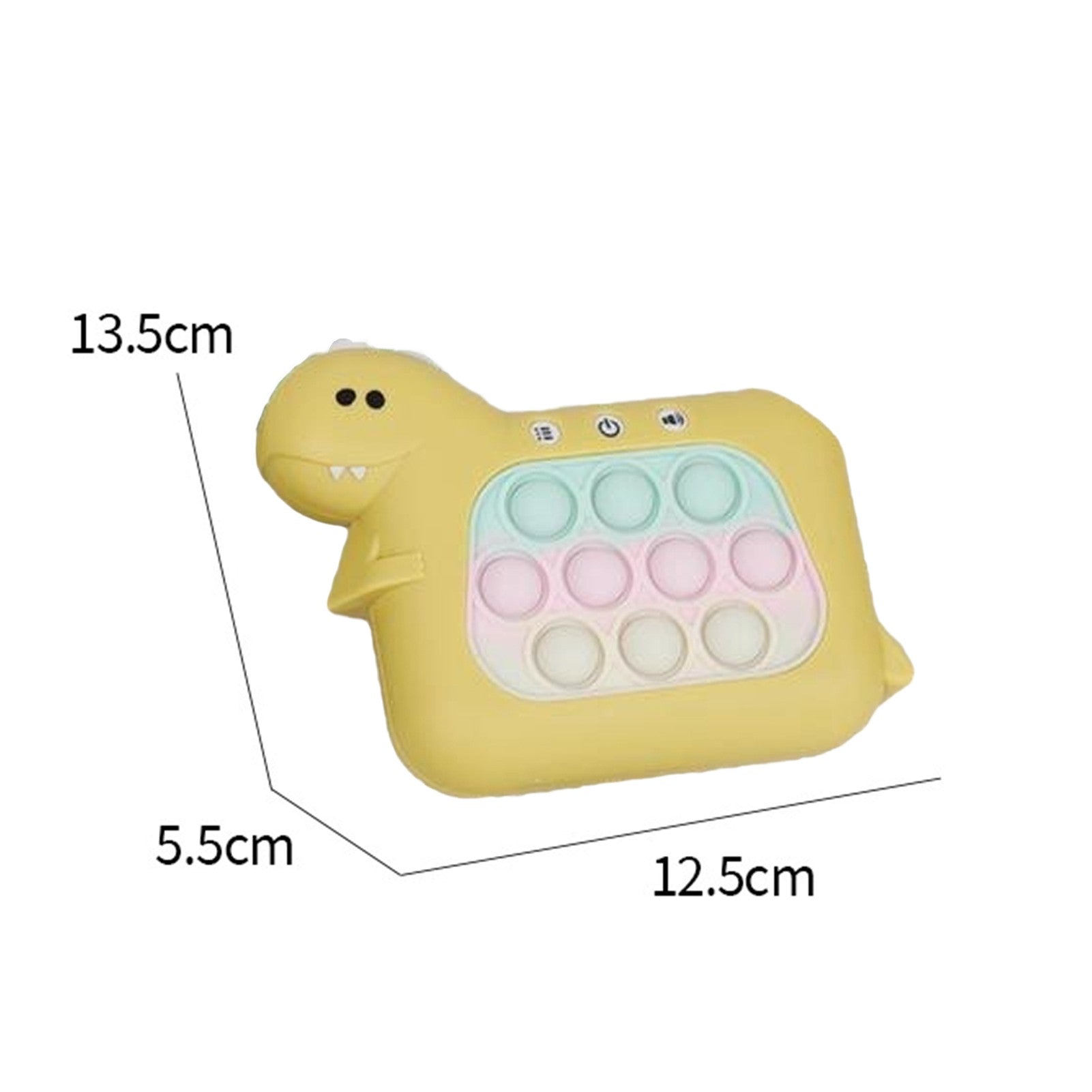 Jucarie Interactiva Pop It Whack A Mole, Tip Consola, Anti-Stres, 4 Moduri de Joc, din ABS si Silicon, +3 Ani, Model Dinozaur, Galben