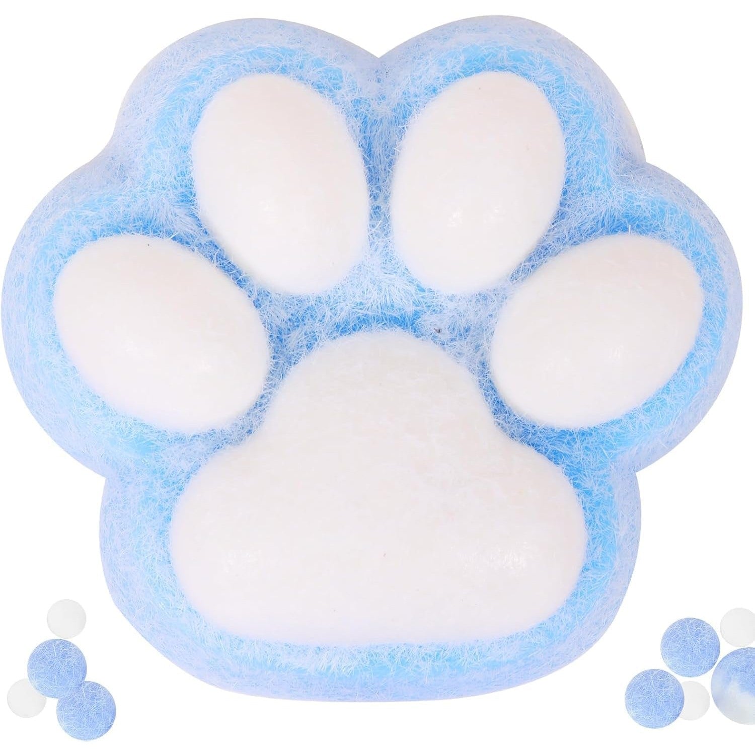 Jucarie Interactiva Squishy, Flippy, Model Cat Paw, Squeeze Pinch Family, Revenire Lenta, din TPR, +3 Ani, 7.5 cm, Textura Puf, Albastru