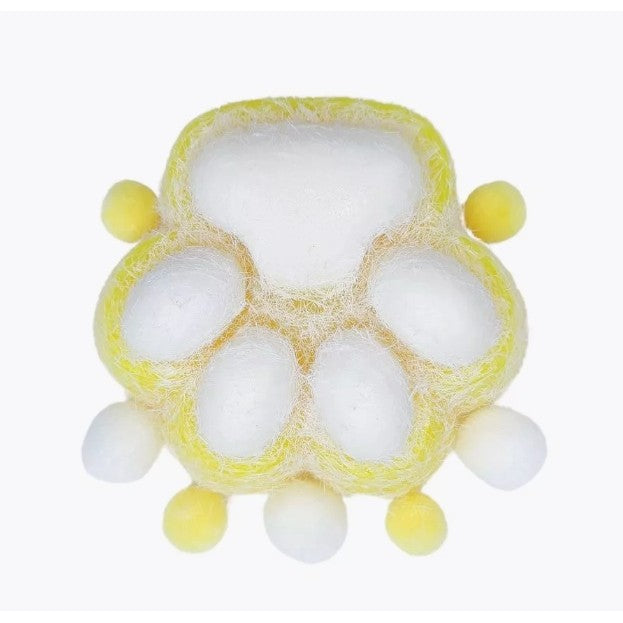 Jucarie Interactiva Squishy, Model Cat Paw, Squeeze Pinch Family, Revenire Lenta, din TPR, +3 Ani, 7.5 cm, Textura Puf, Galben