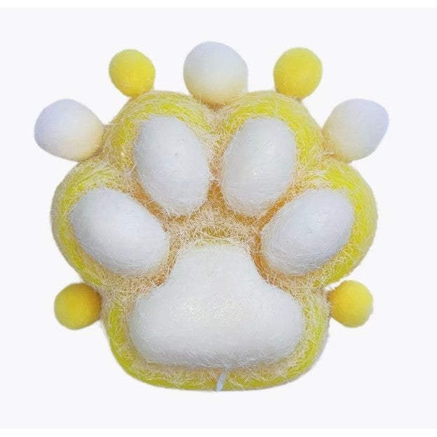 Jucarie Interactiva Squishy, Model Cat Paw, Squeeze Pinch Family, Revenire Lenta, din TPR, +3 Ani, 7.5 cm, Textura Puf, Galben