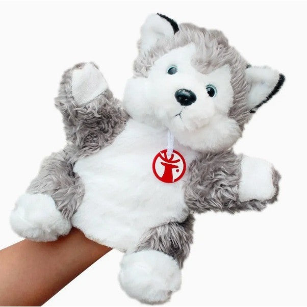 Papusa de Mana pentru Teatru de Papusi, din Plus, 25 x 10 x 8 cm, Model Husky, Gri