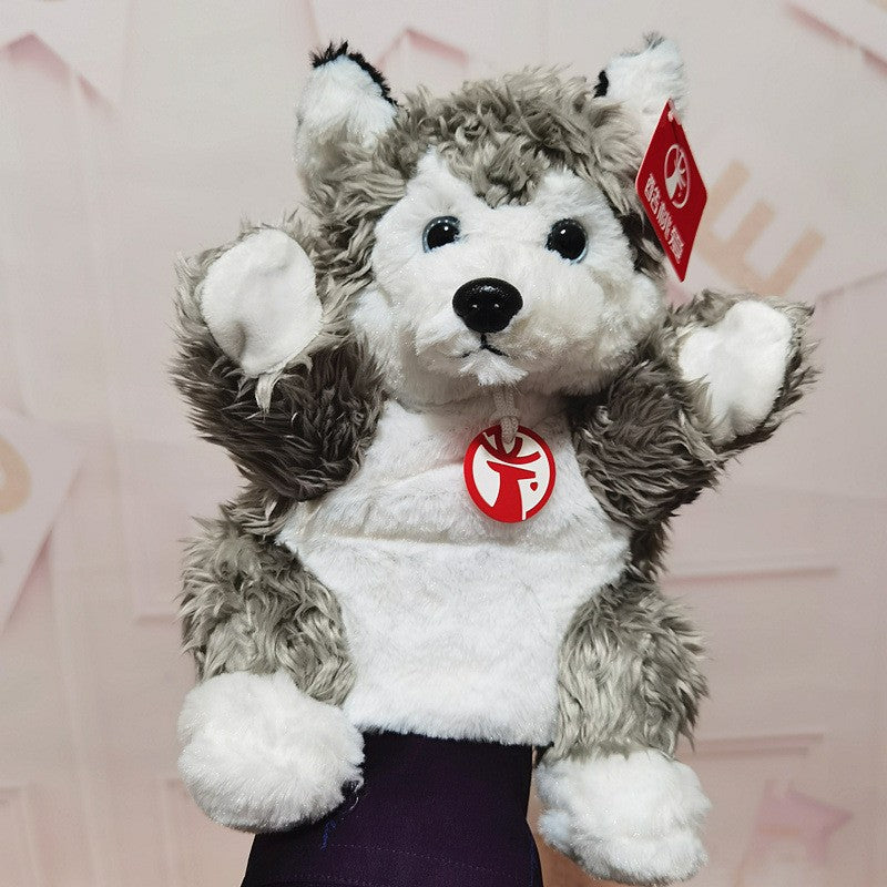 Papusa de Mana pentru Teatru de Papusi, din Plus, 25 x 10 x 8 cm, Model Husky, Gri