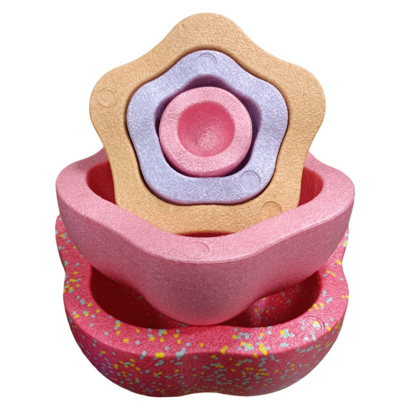 Jucarie Senzoriala de Echilibru, Tip Stepping Stones, 5 Piese, din Spuma, pentru Miscare, Sarituri, Prindere, Diametru 28 cm, Model 1, Multicolor