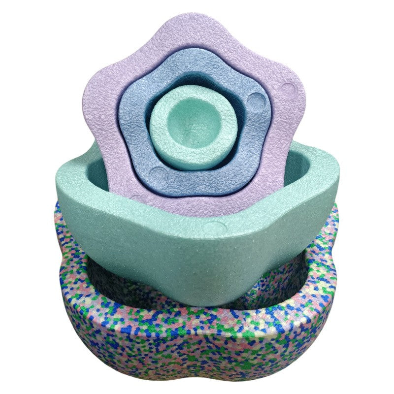 Jucarie Senzoriala de Echilibru, Tip Stepping Stones, 5 Piese, din Spuma, pentru Miscare, Sarituri, Prindere, Diametru 28 cm, Model 3, Multicolor