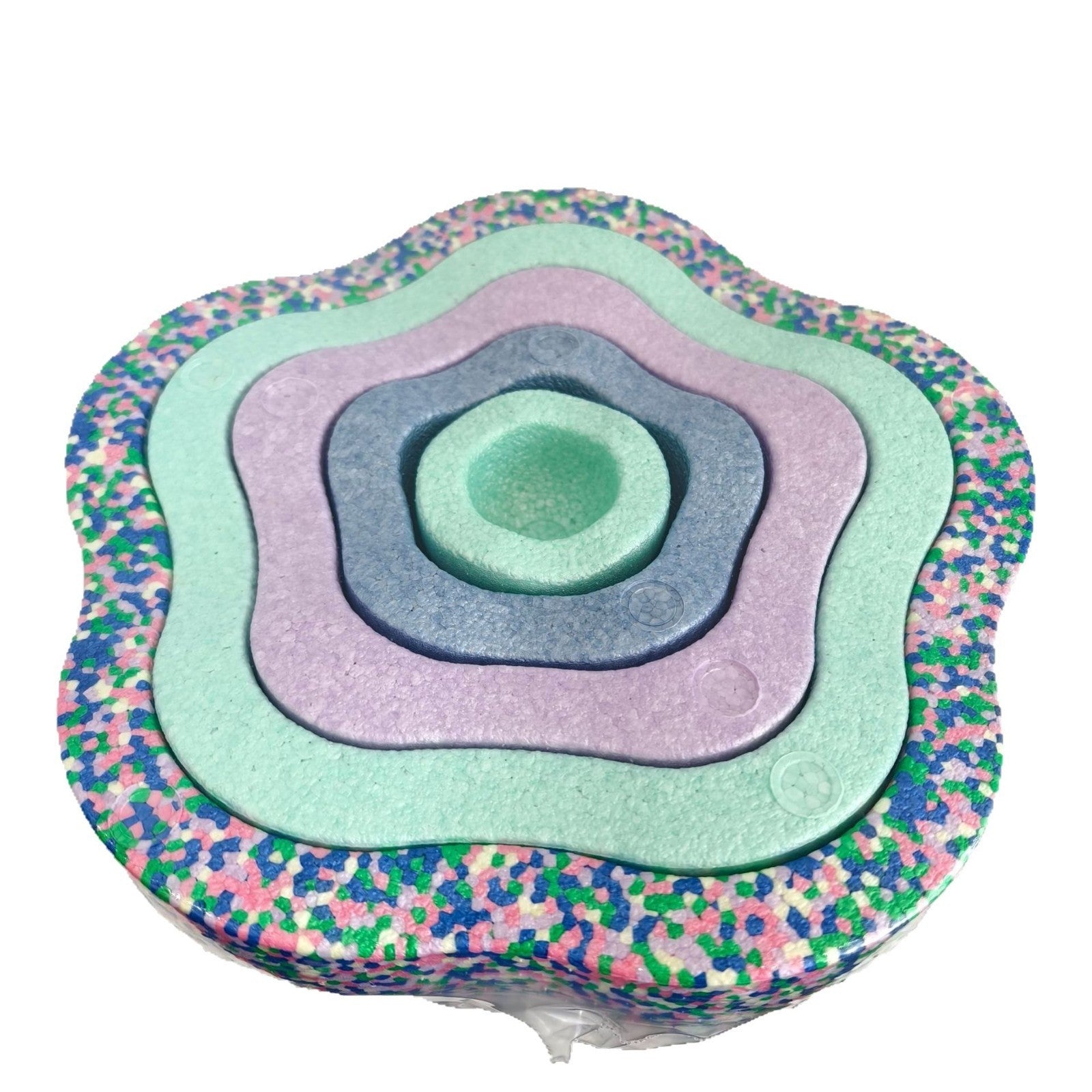 Jucarie Senzoriala de Echilibru, Tip Stepping Stones, 5 Piese, din Spuma, pentru Miscare, Sarituri, Prindere, Diametru 28 cm, Model 3, Multicolor