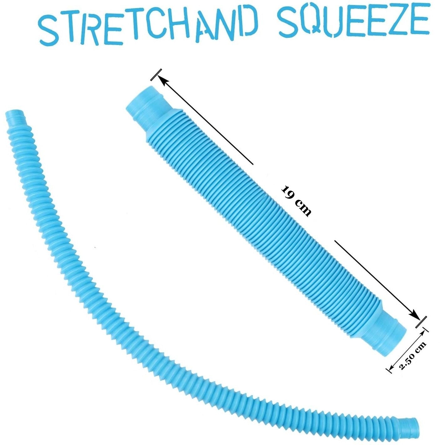 Jucarie Senzoriala Flippy - Fidget Pop Tubes, Antistres, Super Elastic, albastru