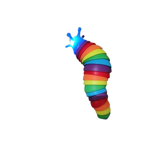 Jucarie senzoriala pentru copii, melc, cu articulatii si lumini, 19 cm, multicolor
